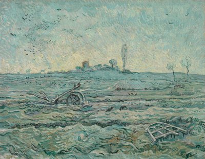 Met sneeuw bedekt veld met een eg (naar Millet) door Vincent van Gogh